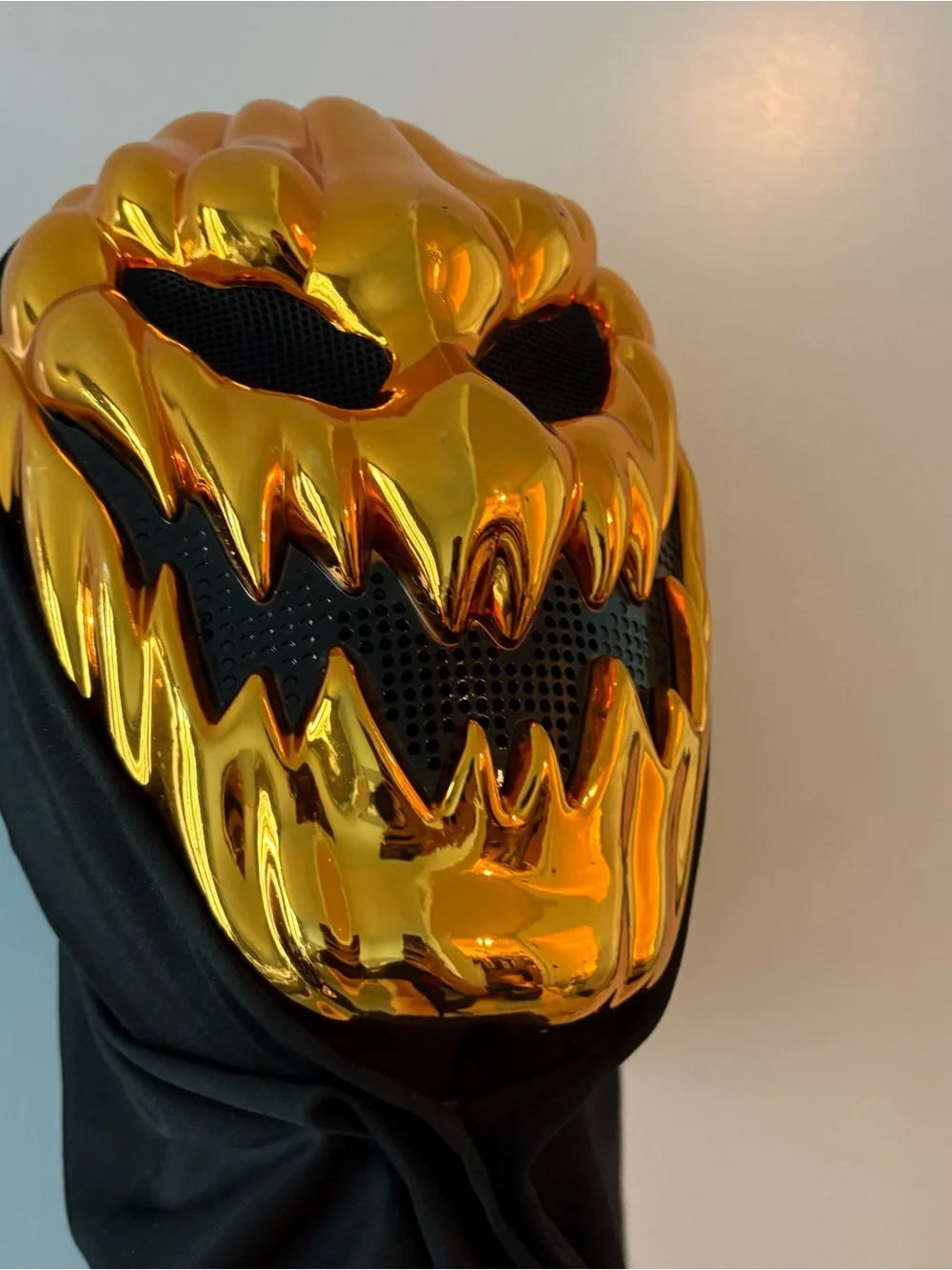 Metallic Gold Halloween Scary Pumpkin Head Mask